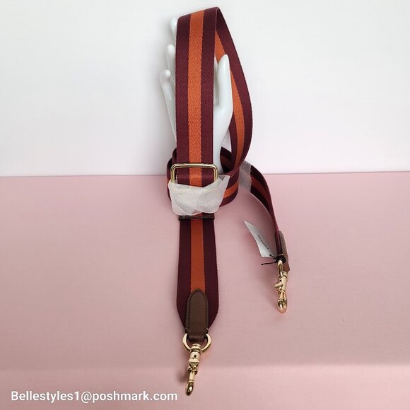 COACH Strap in Webbing Fabric with Dog-Leash Clip- Wine multi⭐ - Picture 2 of 14